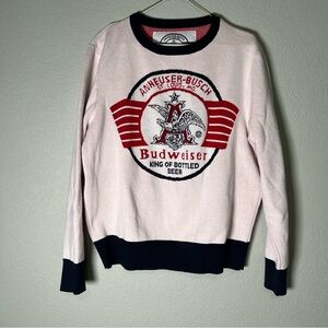 Anheuser-Busch Budweiser Unisex Retro Sweater Size Large White, Red, Navy, Beer
